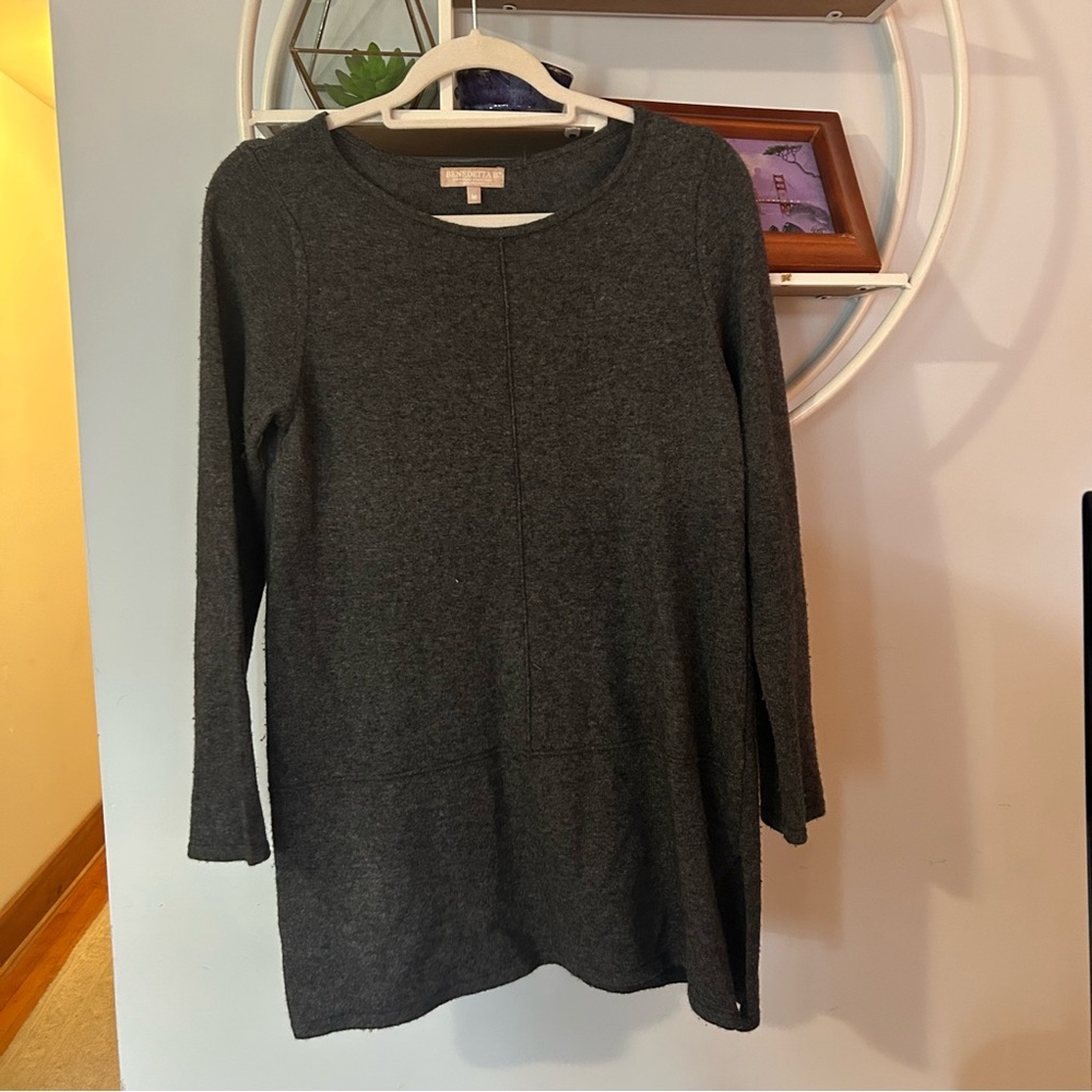Benedetta B Women’s Medium M Gray Grey Italy Cashmere Blend Shirt Sweater